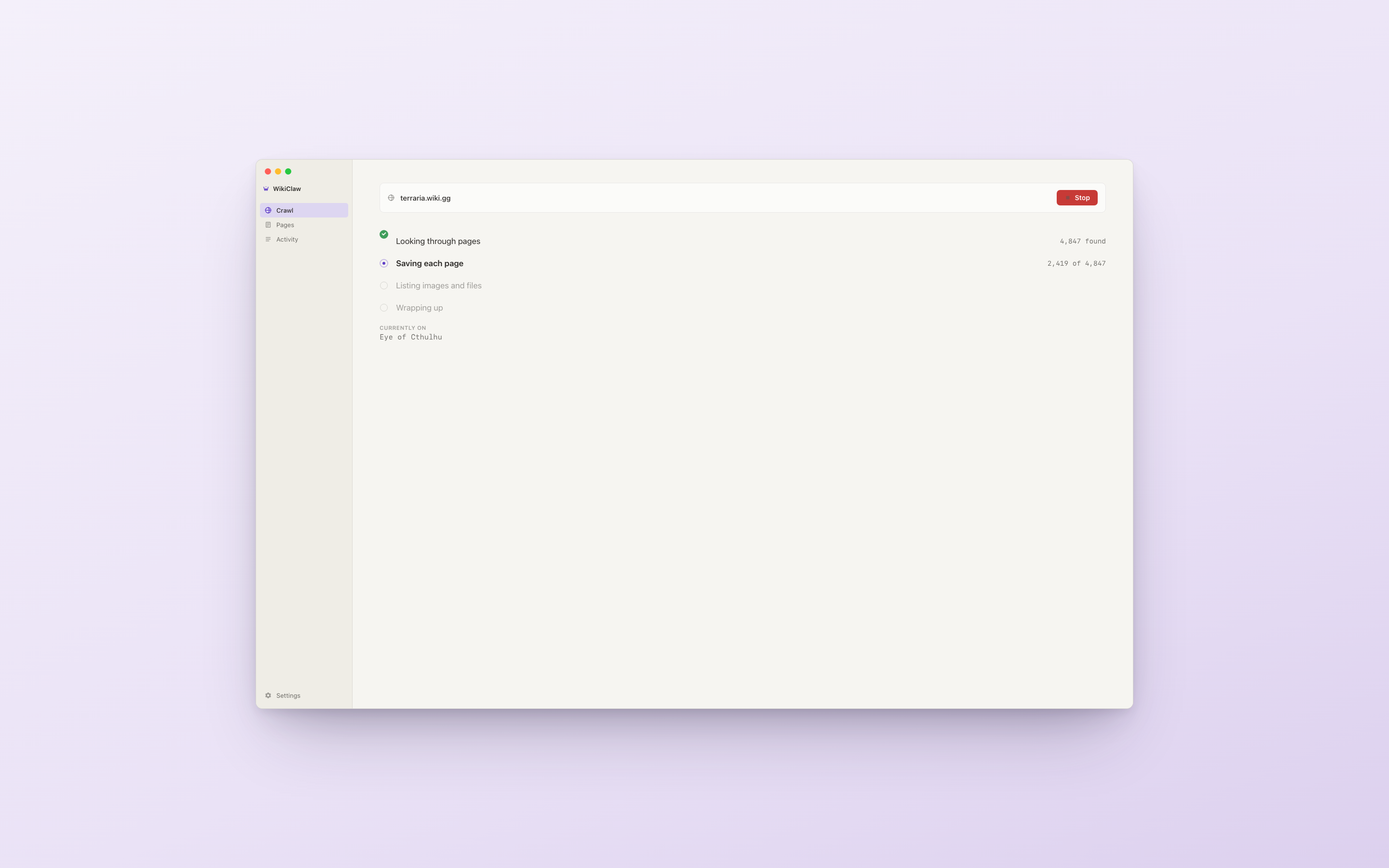 Running view with vertical step list